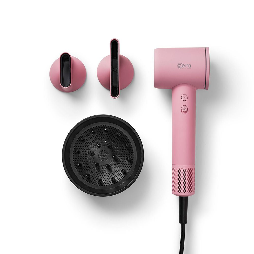 Cera Pro BLDC Føner 1600W | Profesjonell hårføner med lav vekt- Pink
