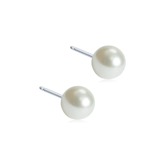 Blomdahl NT Pearl White 5 mm – perleøredobber for sensitiv hud