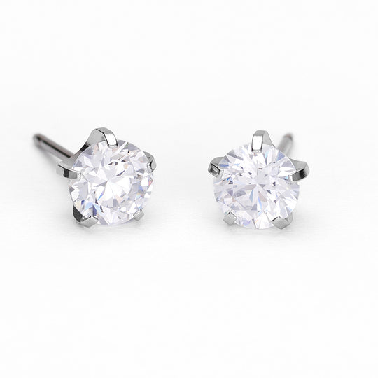 Blomdahl ST Tiffany Precious CZ White 6 mm – øredobber i medisinsk titan