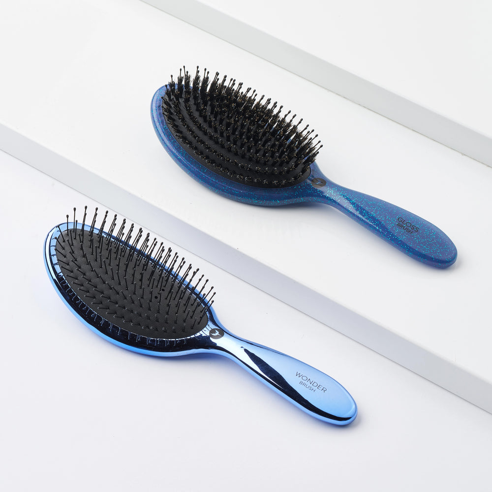 HH Simonsen Gloss Brush Glitter Blue | Hårbørste for glans og glatthet